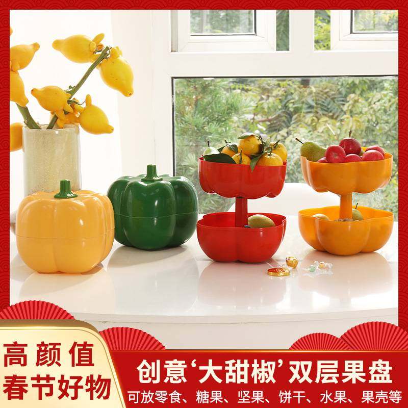 创意甜椒糖果盘南瓜糖果盒带盖分格盒子干果盘客厅家用瓜子收纳盒,餐饮具,果盆/果盘/果篮,淘宝优惠券,粉丝福利购,淘宝优惠卷