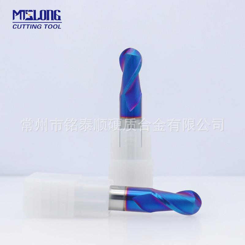 硬质合金HRC 65度整体钨钢两刃球头铣刀 R铣刀合金立铣刀