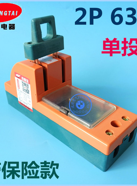 双泰STDHK11-2P 63A 220V单投家用闸刀开关两相隔离开关配保险片