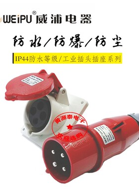 威浦航空工业插头32A4芯TYP283配TYP3818暗装斜式插座防水IP44