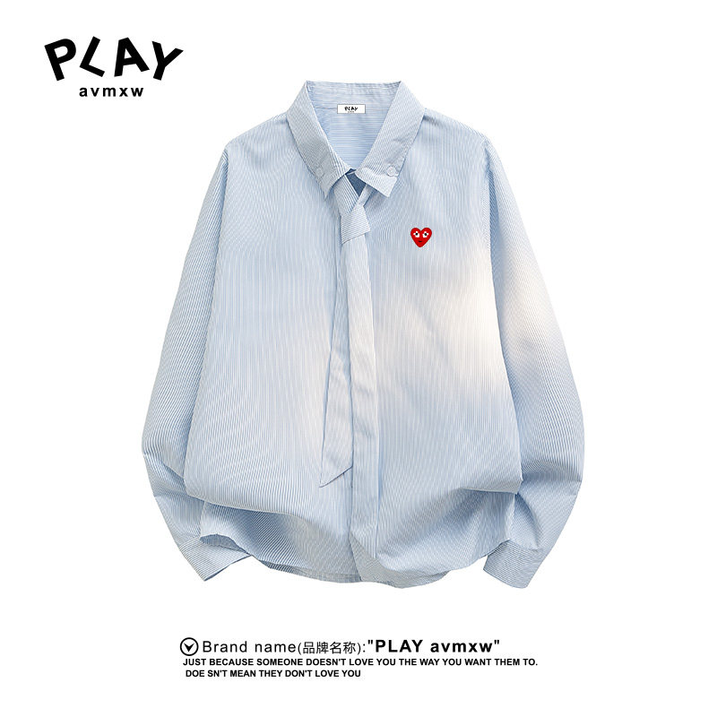 PLAY AVMXW 官方长袖衬衫秋冬季新款情侣同款宽松可拆卸领带衬衣