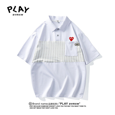 PLAYAVMXW休闲宽松百搭拼接短袖