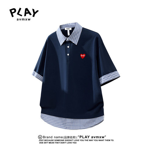 PLAYAVMXW假两件格子POLO衫男女