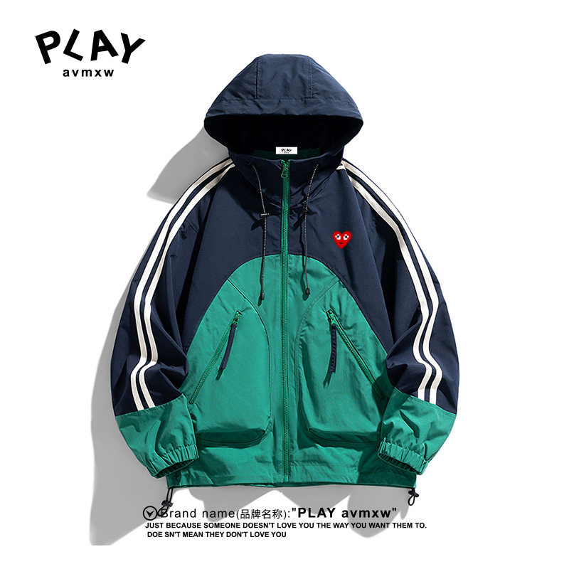 PLAYAVMXW开衫潮牌拼色冲锋衣