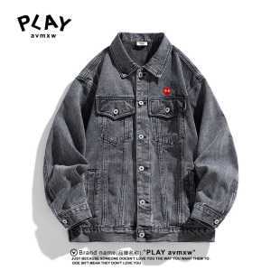 PLAY AVMXW 官方牛仔外套秋冬季新款男女款潮牌做旧水洗长袖夹克