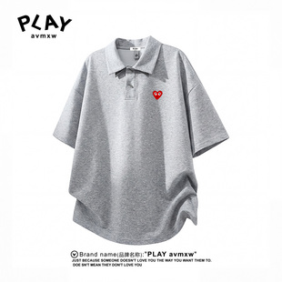 PLAYAVMXW官方短袖 cleanfit翻领短袖 T恤男女同款 少年感落肩衣 美式