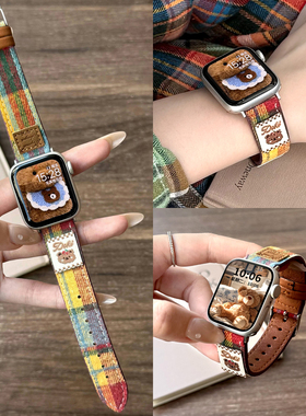 【毛尼表带】适用AppleWatchS11表带苹果S10手表iWatch创意卡通腕带S9新款10高级S8秋冬S7女生小众7时尚Ultr3
