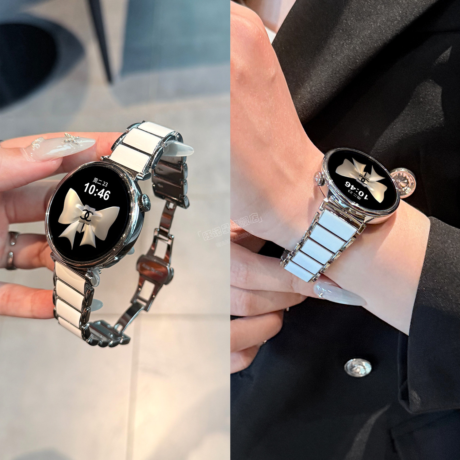 适用华为GT6表带手表GT5新款watchgt5智能GT5pro金属拼树脂粗款41mmGT4原装创意GT3小众女款GT2高级感蝴蝶扣