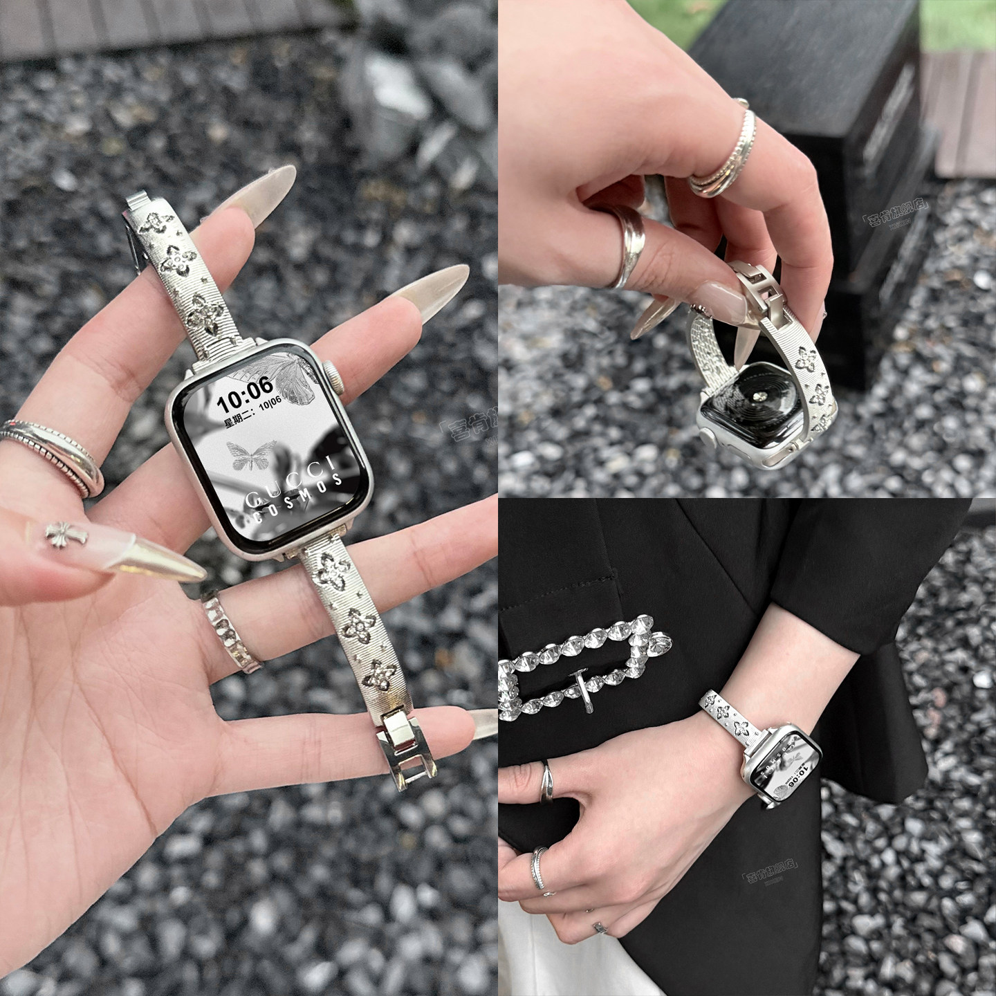 【布契拉提手镯】适用iWatch S11苹果手表表带Apple WatchS10金属手镯腕带S9高级感SE创意轻奢女款S8春夏替换