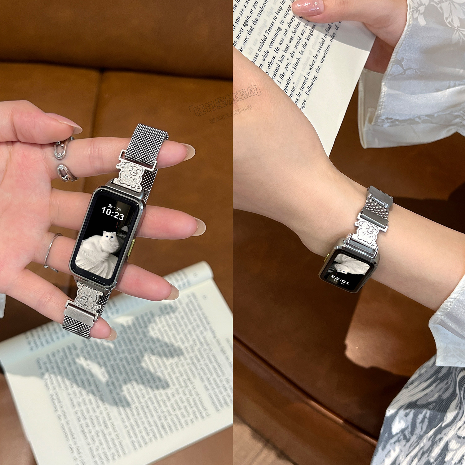 【可爱猫咪】适用华为手环11手表10表带11Pro手腕带9nfc版智能8金属磁吸米兰尼斯女高级感Band九十代专用替换