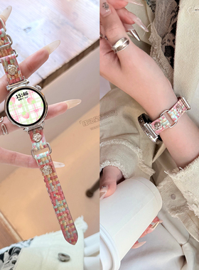 【华夫格山茶花】适用华为GT6表带手表GT5新款watchgt5智能GT5pro山茶花真皮41mmGT4简约高级感GT3女款秋冬