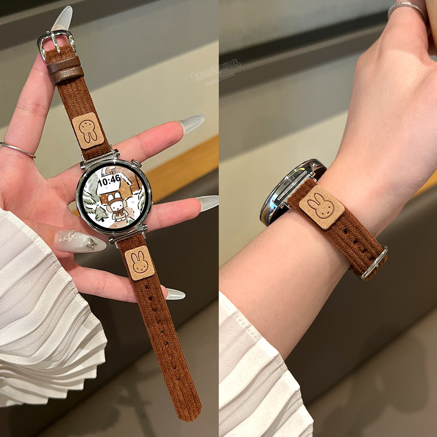 适用华为GT6表带手表GT5新款watchgt5智能GT4pro灯芯绒41mm可爱GT3米菲兔GT2秋冬原装正品官方46mm可爱简约