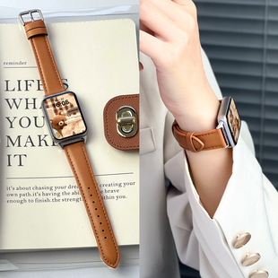 5智能4秋冬针扣真皮皮带女款 高级感新年红 九代小众 高颜值红米watch6 适用小米手环9Pro表带8Pro腕带7新款