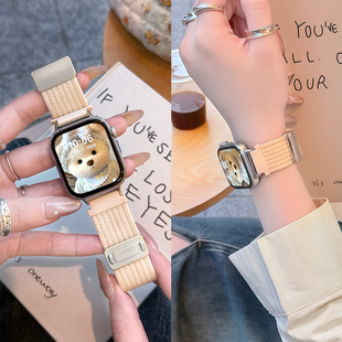 适用华为fit3手表表带fit4腕表4pro磁吸编织watchfit2夏天腕带手环watch二三代尼龙替换带秋冬新款女金属扣男