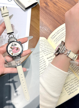 【镂空爱心】适用华为GT6表带手表GT5新款watchgt5智能GT5pro爱心金属拼真皮质41mmGT4创意高级感GT3小众女款