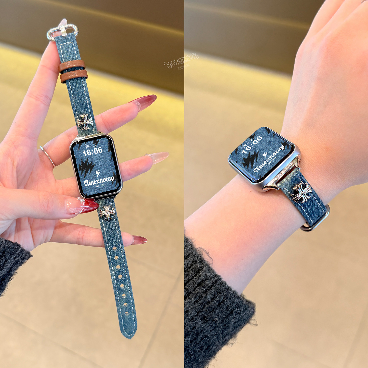 【克罗心牛仔】适用小米手环9PRO表带8pro克罗心腕带高级感牛仔女ins风NFC替换智能新款运功手表红米WATCH6/5