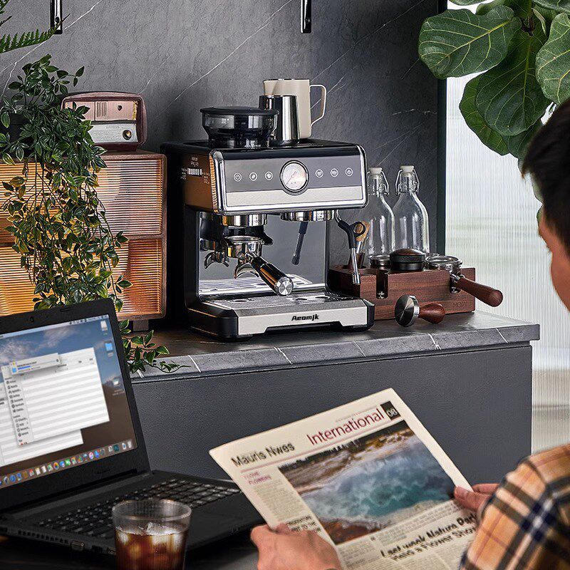 艾摩客(oj)白魔方锅炉咖啡机意式半自动家商两用研磨一体,厨房电器,咖啡机,淘宝优惠券,粉丝福利购,淘宝优惠卷