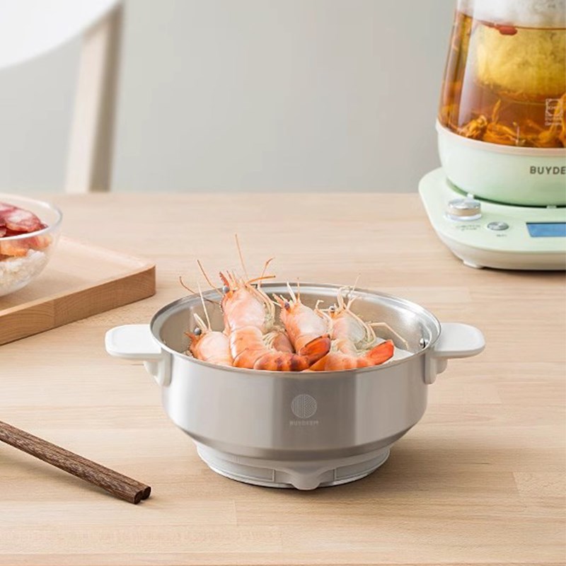 北鼎蒸笼2食品级硅胶锈钢早餐蒸锅蒸笼K5适用 白黑