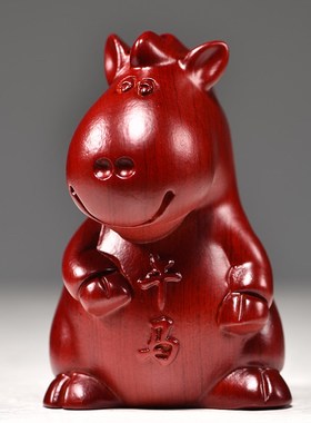 红色木雕十二生肖全实木质鼠牛虎兔龙蛇马羊猴鸡狗猪工艺品