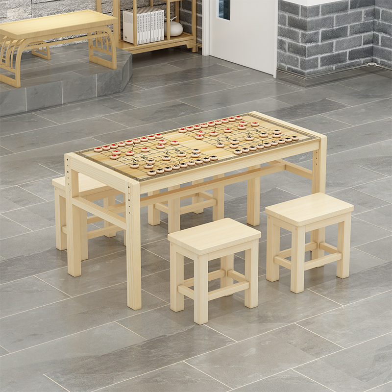 实木可升降象棋桌子家用桌棋盘桌多功能教学中式桌桌椅围棋桌