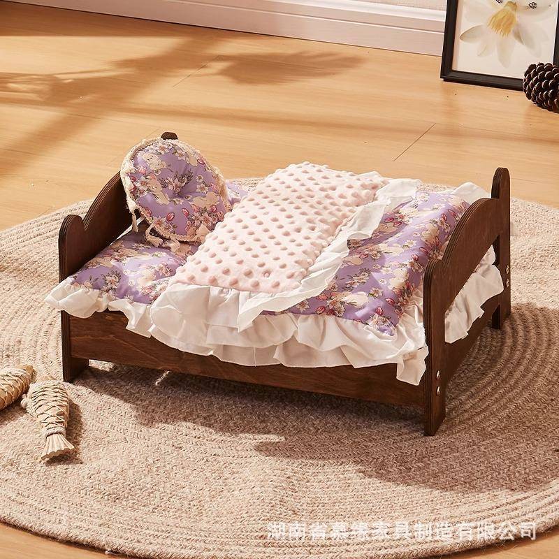 猫咪床木质猫窝四季通用小猫床睡觉专用离地狗窝小型犬狗床宠物床