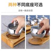 304不锈钢调料盒厨房家用商用调料调味罐调料组合竹架套装 调味瓶