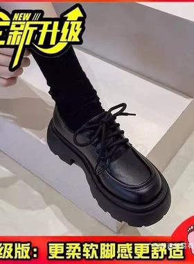 RDJF英伦风厚底小皮鞋女新款秋百搭黑色jk单鞋松糕乐福ins潮