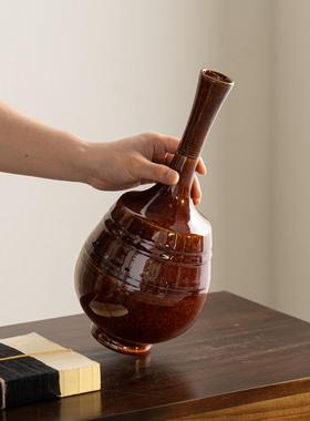 中古风宋式美学高端手工仿古钧窑陶瓷软装酒店花瓶饰品复古风摆件