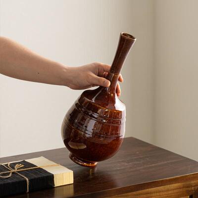 中古风宋式美学高端手工仿古钧窑陶瓷软装酒店花瓶饰品复古风摆件