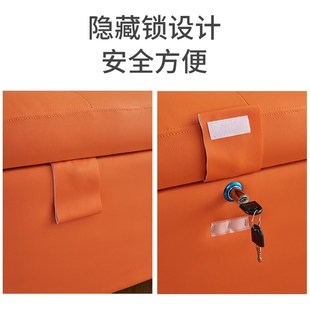 猫抓皮长条沙发凳实体娃娃隐藏锁收纳箱双锁储物凳加大加宽收藏柜