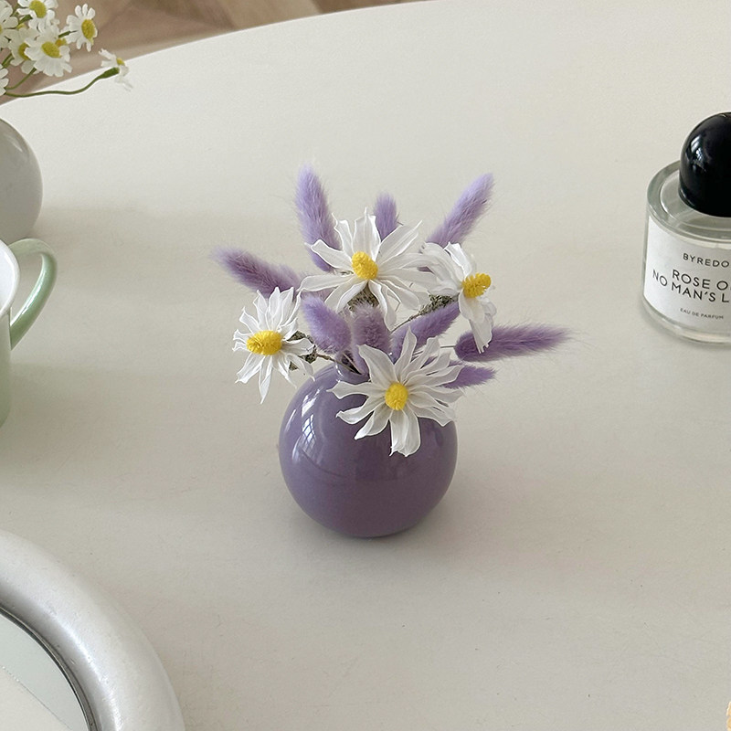 ins假花装饰桌面摆件仿真花+陶瓷花瓶迷你小摆件居家玄关干花装饰
