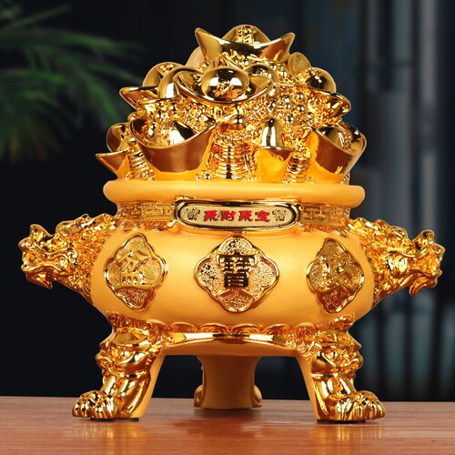 聚宝盆摆件招财聚财装饰品存钱罐客厅办公室公司R前台店铺开业礼