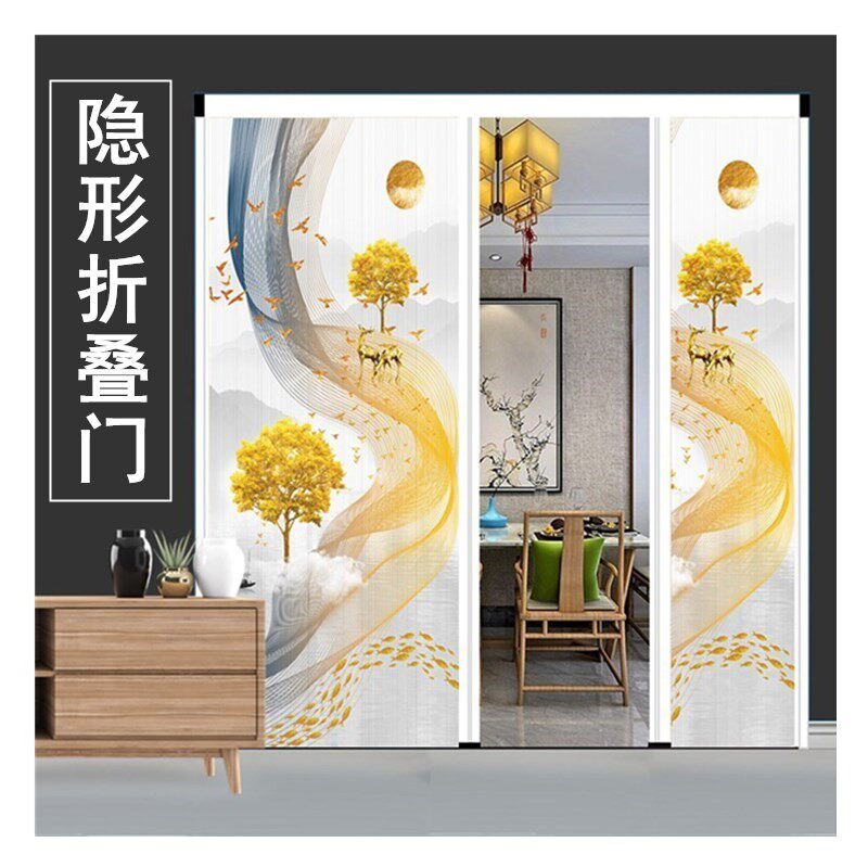隐形门折叠门推拉门厨房t客厅隔断门室内阳台卧室铝合金折叠门移