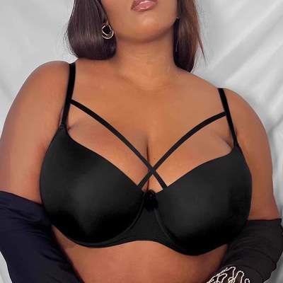 超大码内衣女大胸定型海绵杯防下垂上托大罩杯胖MM文胸光面带钢圈