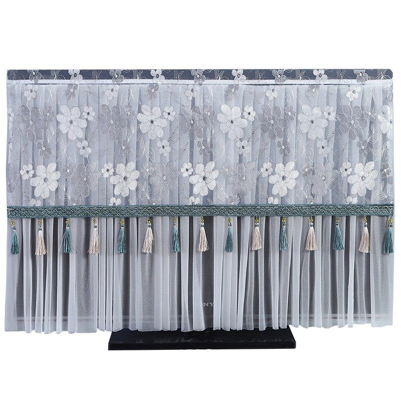 新款液晶电视机防尘罩65寸75寸50电视机罩套蕾丝盖巾布艺开机不取