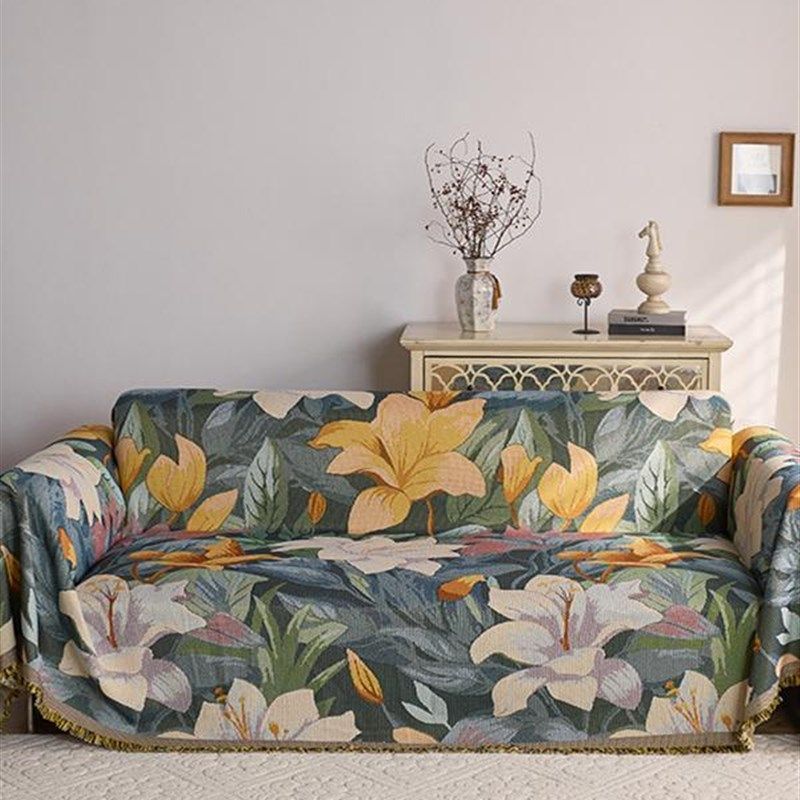 美式乡村风格花沙发毛巾夏季田园风格花沙发套毛毯全包沙发套,居家布艺,沙发垫,淘宝优惠券,粉丝福利购,淘宝优惠卷