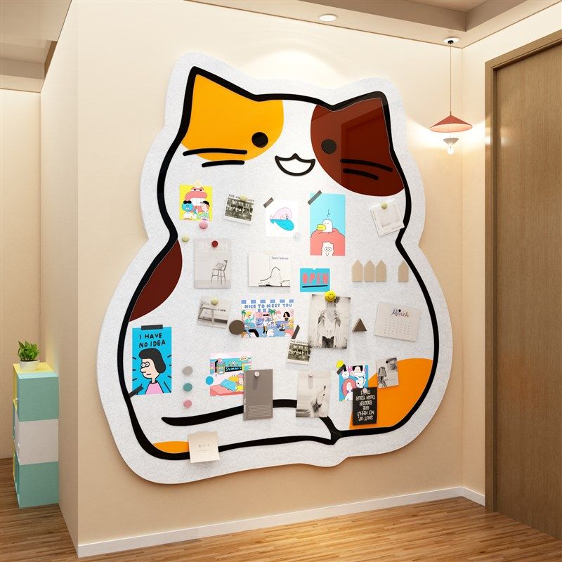 儿童房间入户门口布置墙面装饰挂画女孩床头毛毡板照片展示贴纸