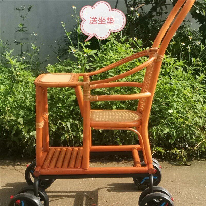 老式竹藤婴儿推车真藤推车藤编小C推车夏季轻便藤编藤椅子坐式餐