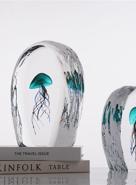 品一轩 水母 简约高级感琉璃客厅玄关摆件 水晶玻璃艺术摆件