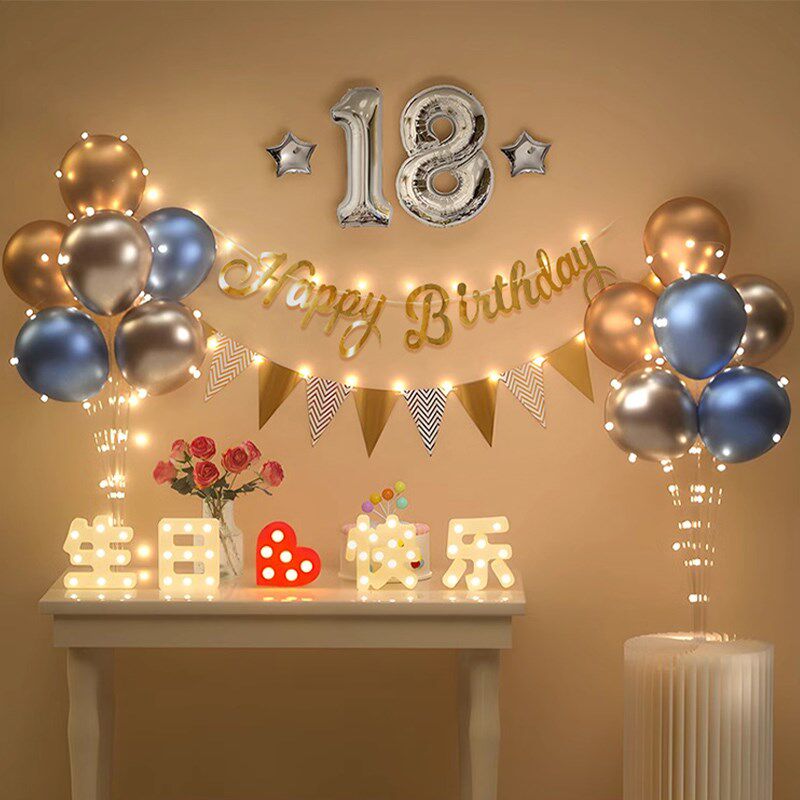 十八生日快乐装饰气球男女孩18岁成人礼仪式感场景布置背景墙道具
