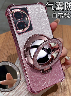 适用华为荣耀100手机壳honor100pro保护硅胶套MAA一AN00镜头全包防摔MAAAN10透明软por女新款高级感镜子支架