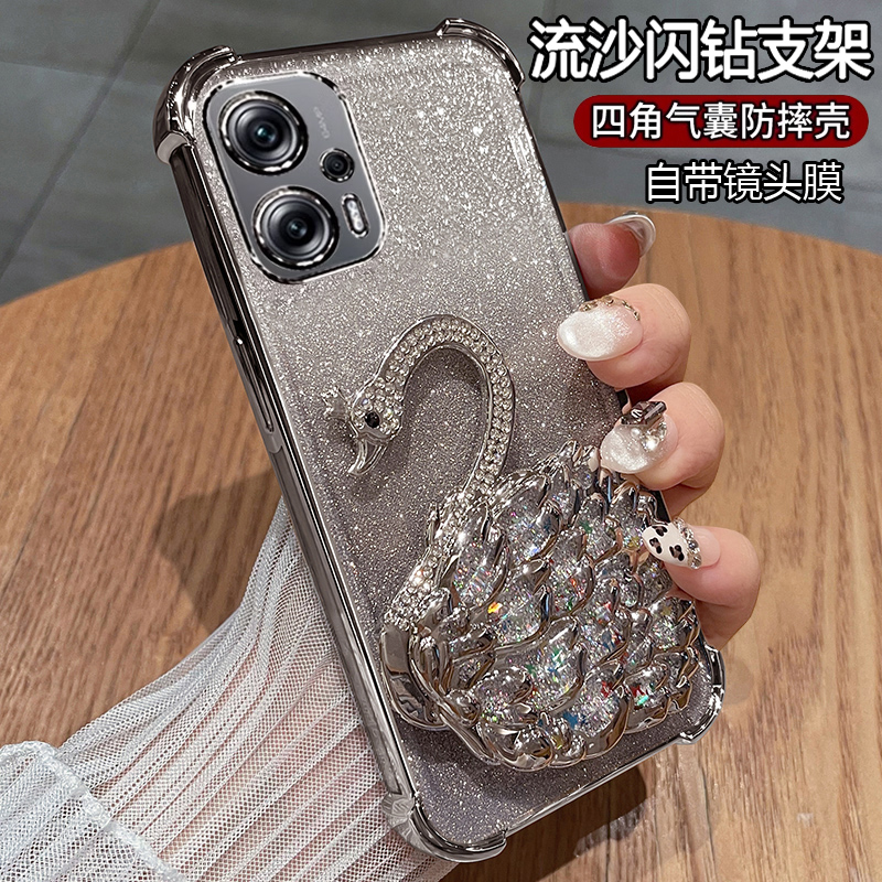 适用红米note11Tpro手机壳小米noto11T Pro十保护硅胶套气囊全包防摔透明软壳redminote女新款nont网红带支架