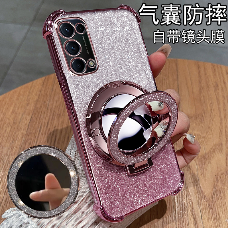 适用opporeno5k手机壳reno5k保护oppo硅胶套k5g气囊全包opporeon防摔pegm10透明5K带支架reon女款5g高级感55g