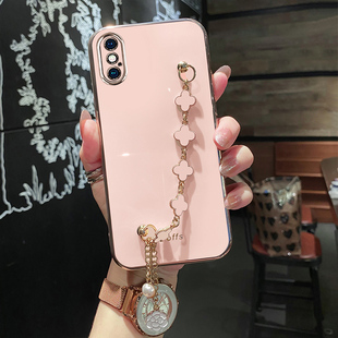 适用iPhoneX手机壳苹果XS保护iphone硅胶套XR带手链条xmax全包防摔max软壳iphonexr女款ipx网红ip9可爱外壳in
