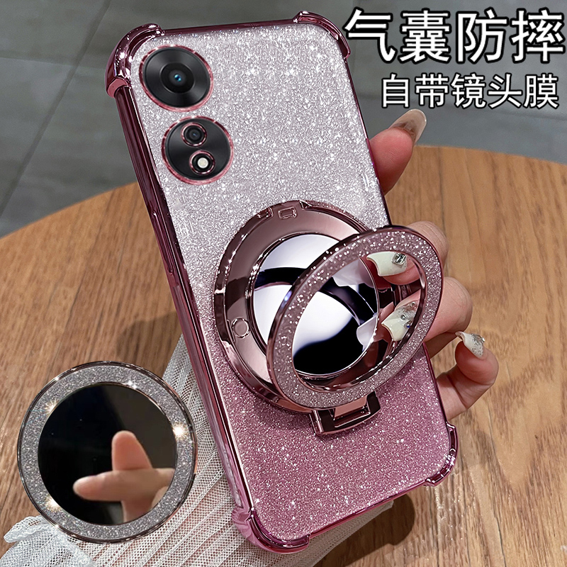 适用oppoA58手机壳oppo保护A58x硅胶套5G镜头全包opa防摔oppa透明opopa软壳oopoa带镜子x5g女款585g网红opooa