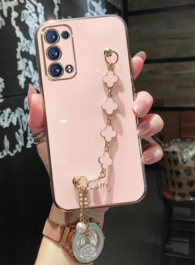 适用opporeno6pro十手机壳reno6por保护5G硅胶套oppo带手链条oppreno全包防摔opopreno软壳0pp0女款proplus可