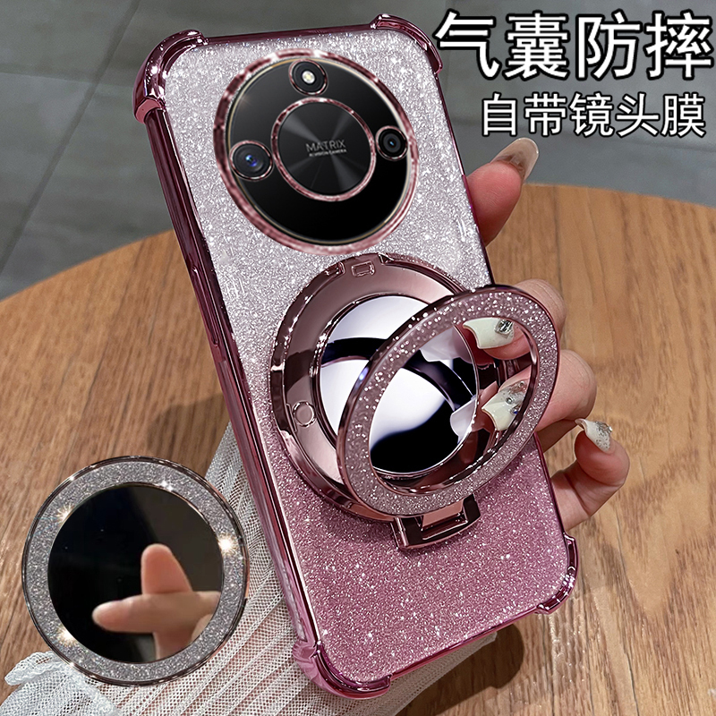 适用华为荣耀x50手机壳honorx50pro保护硅胶套X50GT镜头全包ALI一AN00防摔ALP透明por高级感ALIAN女款TG镜子