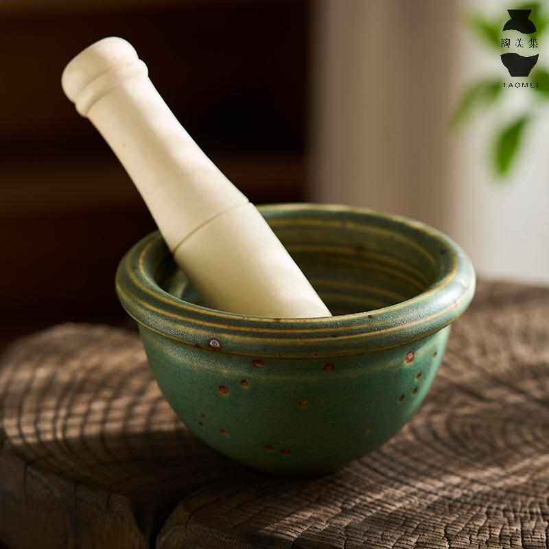 蒜臼子家用陶瓷擂辣椒擂钵蒜泥捣蒜器石臼捣蒜臼罐神器手动蒜捣子