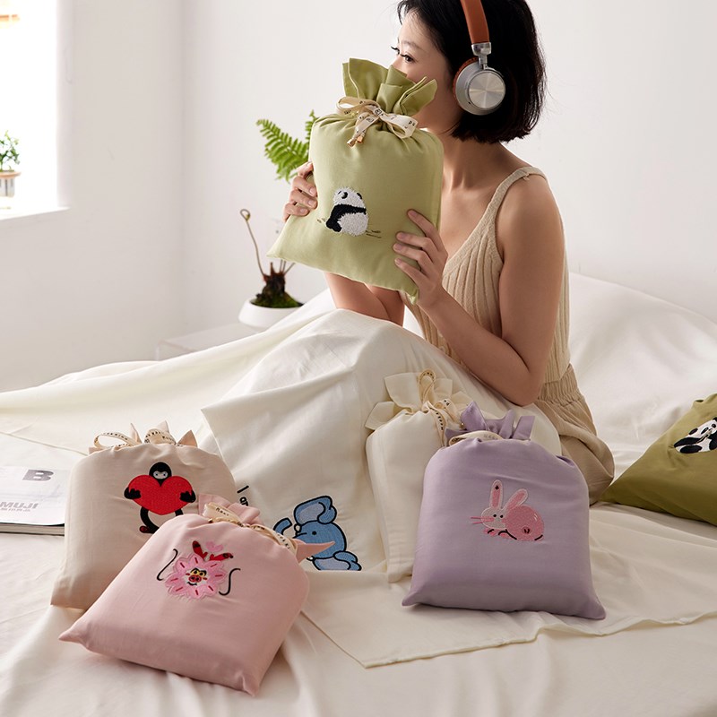 A类全棉绣花隔脏睡袋旅行酒店宾馆出差隔脏袋纯棉单人双人隔脏袋