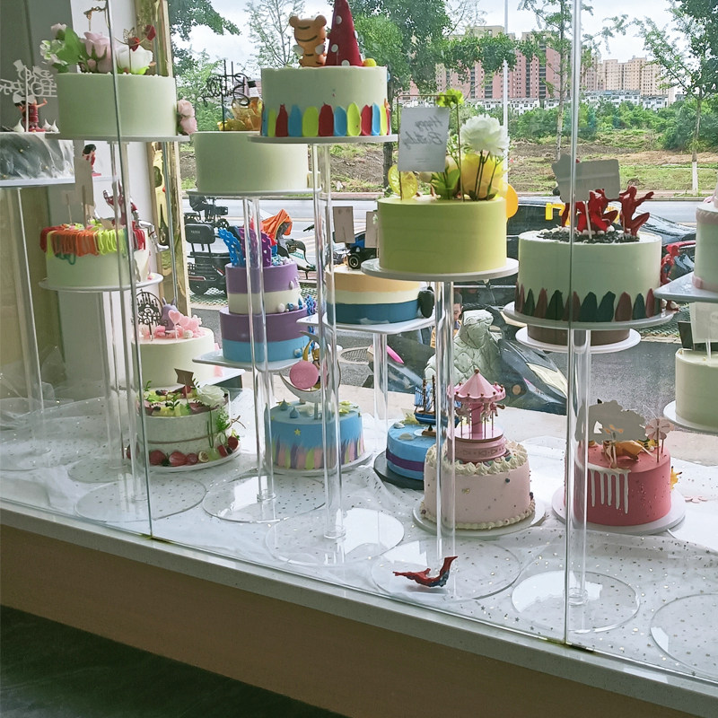 蛋糕展示架亚克力甜品台透明橱窗摆台加粗加厚模型陈列架好装架子